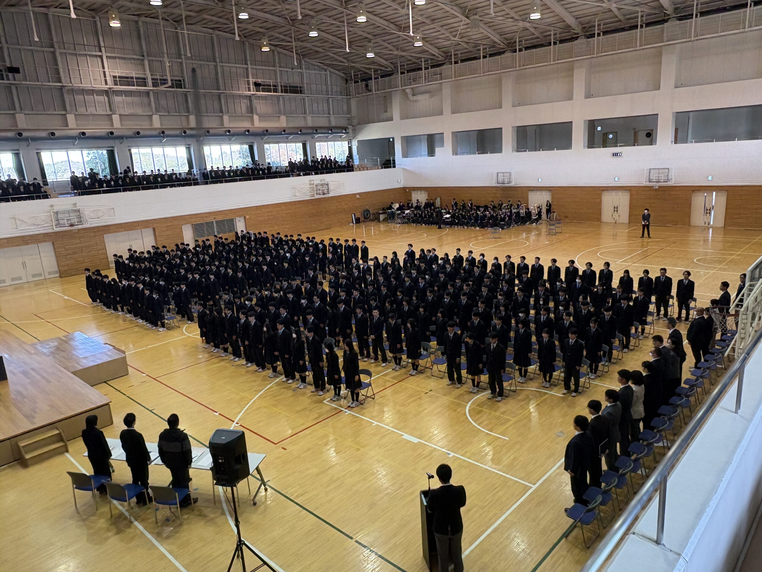 同窓会入会式、卒業式予行練習を行いました